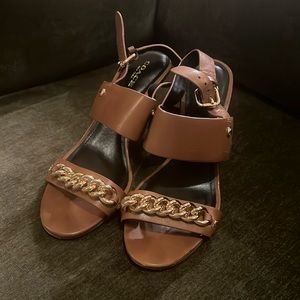 Coach Brown and Gold Chain Heels